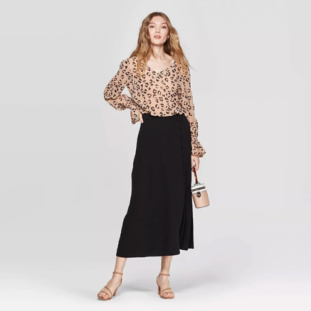 A New Day Leopard Print Bell Sleeve Blouse Size Large - Picture 10 of 10